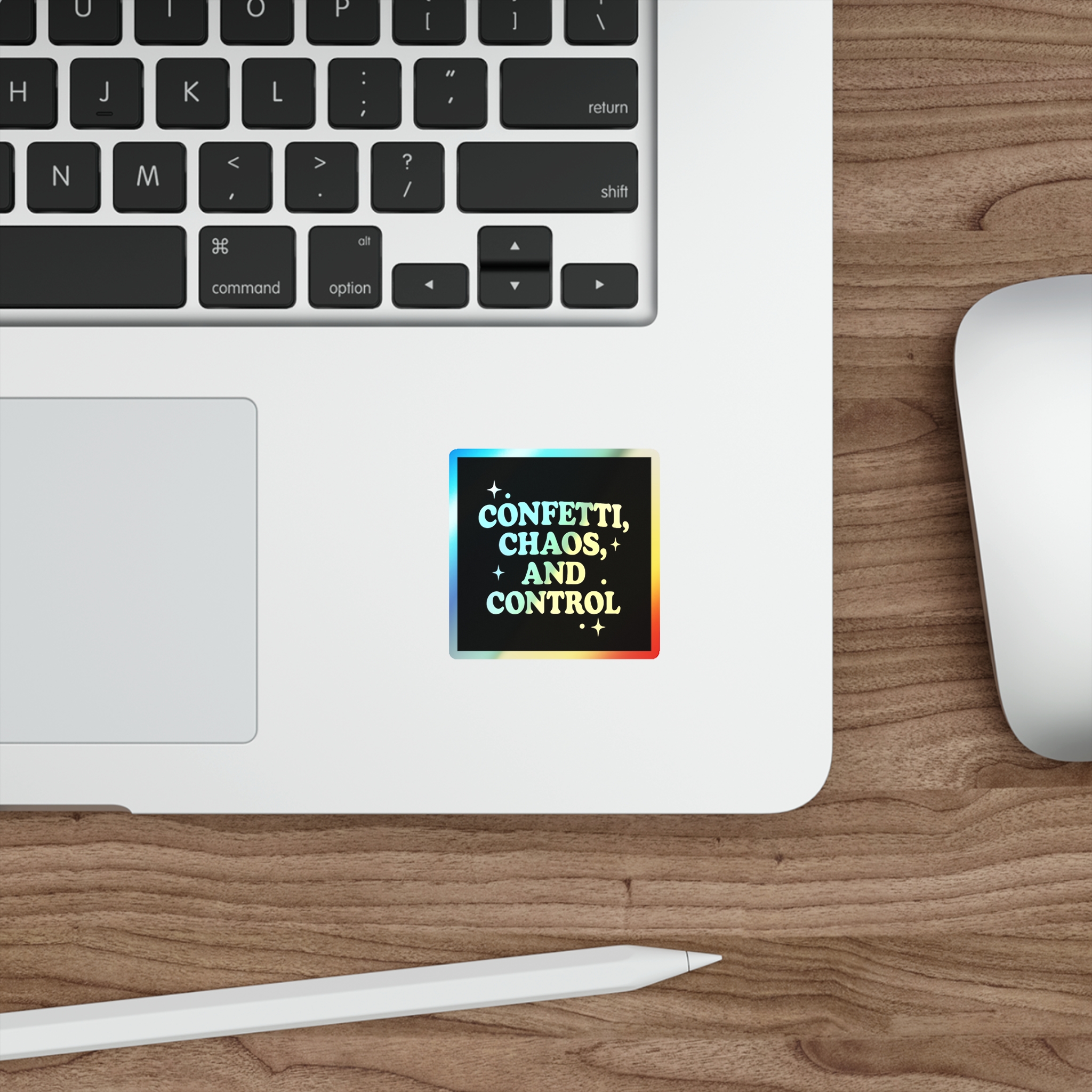 Holographic Stickers - Confetti Chaos and Control Design - Image 3